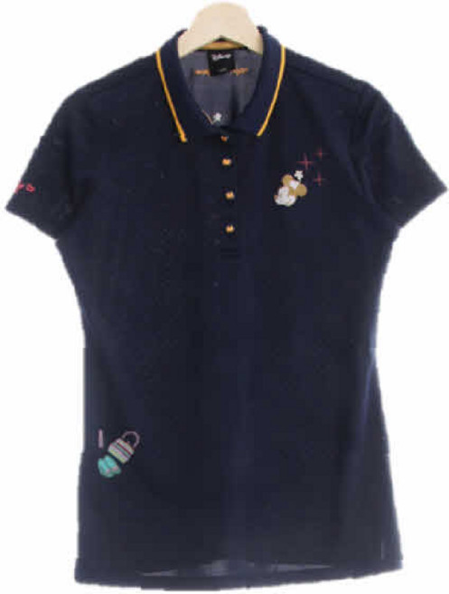 2990 디즈니 네이비 프린팅 면혼방 미니마우스배색반팔카라티 [100]