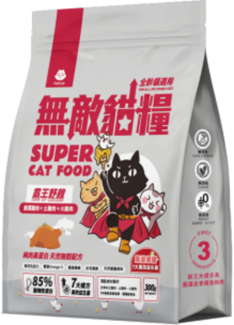 ParkCat 無敵貓糧 霸王野雞2.0 蜂王乳雞肉火雞無穀貓糧 全齡適用 300G/1KG/2KG, 雞肉+火雞, 300g, 1個