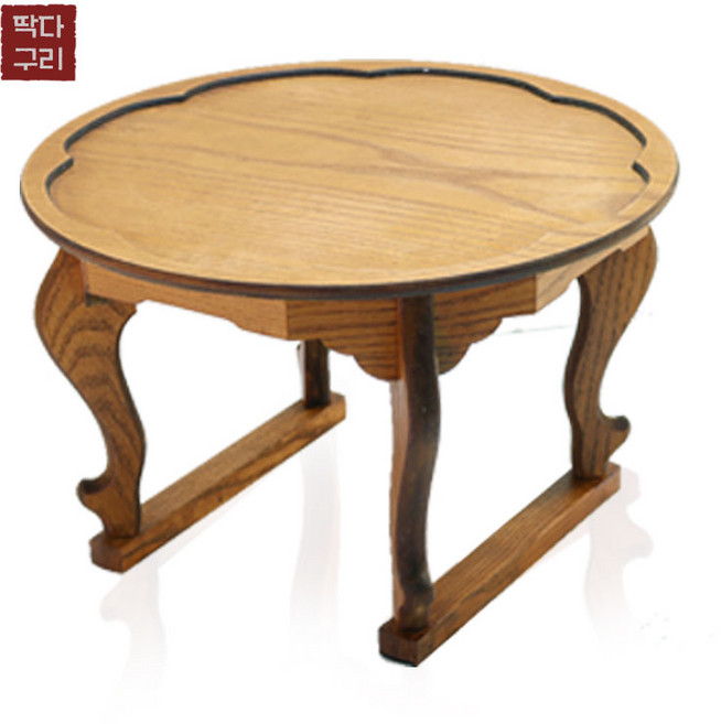 [딱다구리] 옻칠 원형 꽃잎소반 찻상, 1개, 옻칠 - 대