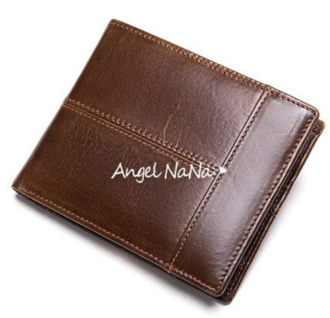 Angel NaNa 頭層牛皮多卡格男士皮夾防RFID