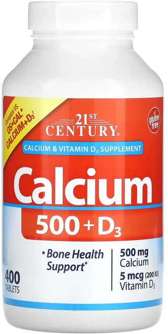 21st Century 칼슘 500 + D3 5mcg(200IU) 400정, 21stCentury칼슘500D35mcg200IU400, 1개 - 쿠팡