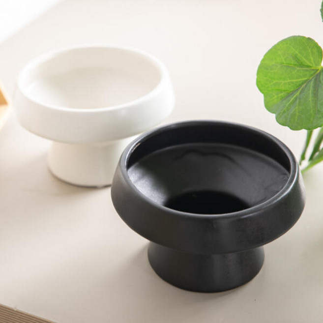 아트박스/플라워트리 도자기 유기 원형 수반 스탠드 17x10cm 장식 소품, 블랙