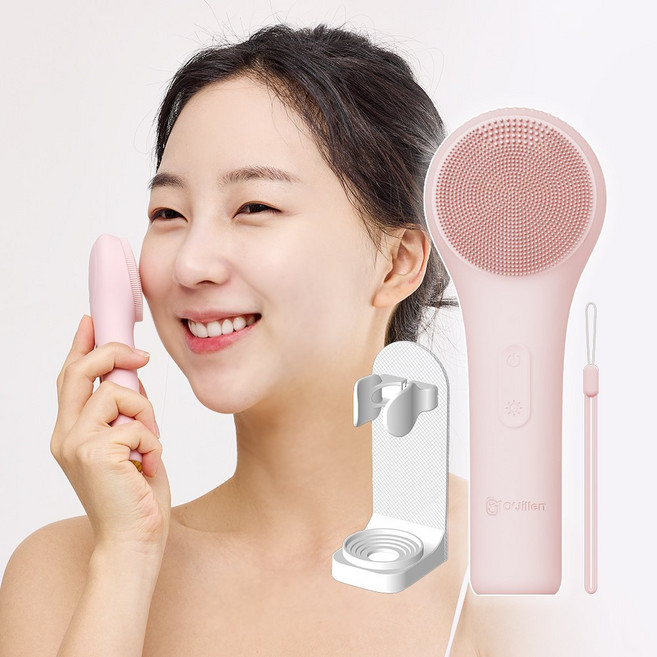 오지렌 멀티 실리콘 온열 진동클렌저, 핑크