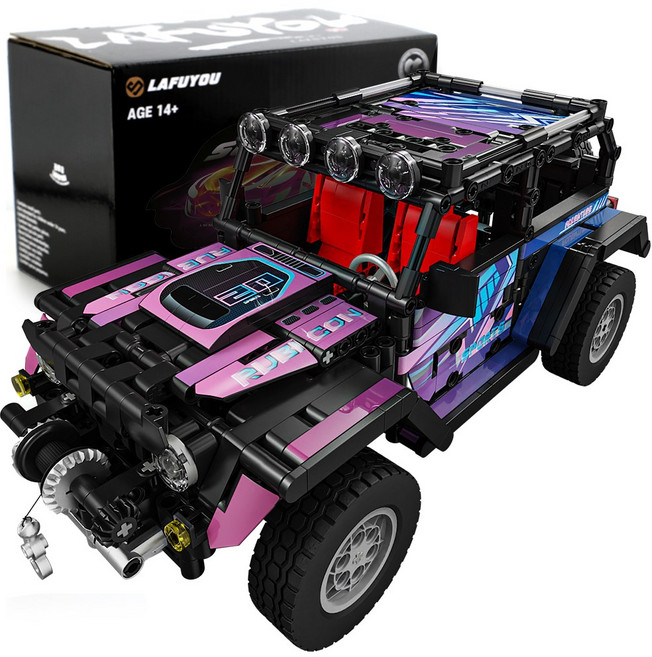 라푸유 사이버펑크 오프로드 피프머슬카 MOC블록 성인용장난감 테크닉 슈퍼 머슬카 재미있는 조립놀이 주말생활 오프로드카 블록 L8068C, 1개