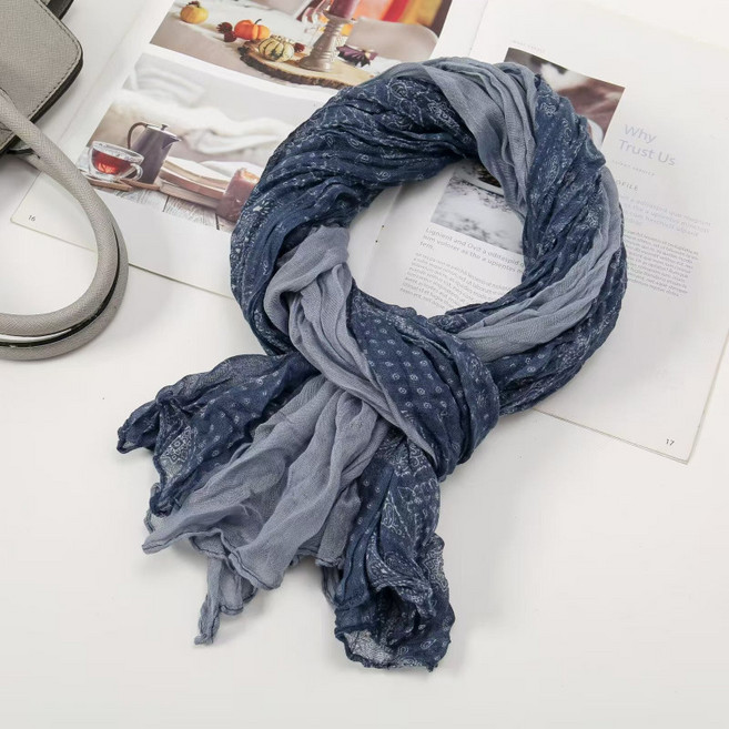 코코린느 쭈구리 주름 쉬폰 린넨 면 투톤 스카프 (4colors)