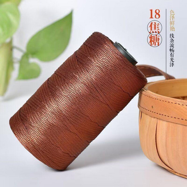 good 絲光冰絲棉麻線編織手工手編帽子遮陽帽鉤針包包坐墊毛線, 焦糖