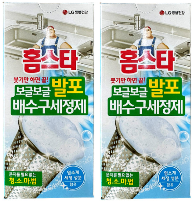 LG생활건강 홈스타 보글보글 발포 배수구 세정제 40g x 3포 2개