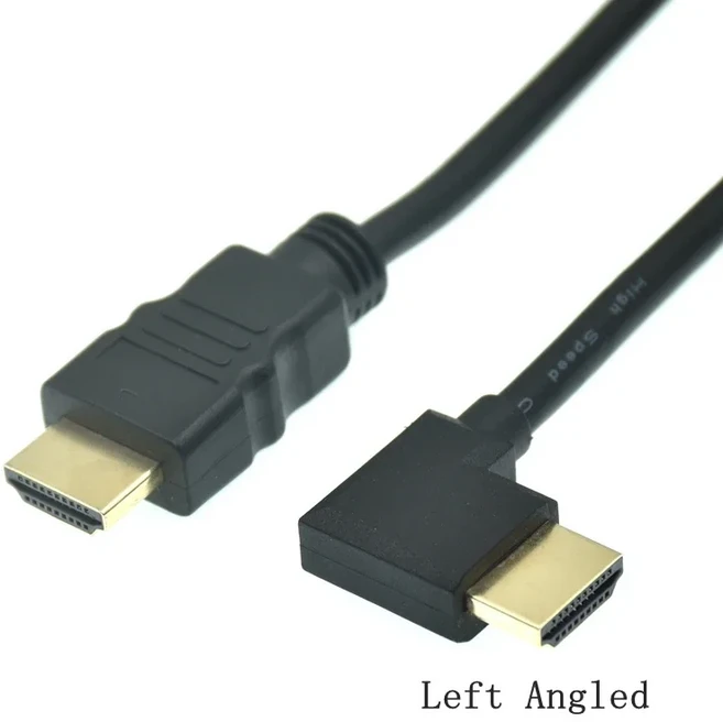 HD A 남성 HDMI 호환 A 남성 아래로 위로 왼쪽 오른쪽 각도 90도 남성 HD 연장 케이블 HD 1.4v 각도 케이블, 03 Left, 02 0.3m