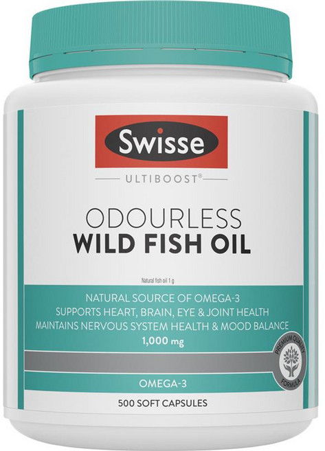 스위스 대용량 무취 오메가 와일드 피쉬오일 1000mg Swisse Ultiboost Odourless Wild Fish Oil, 500정, 1개