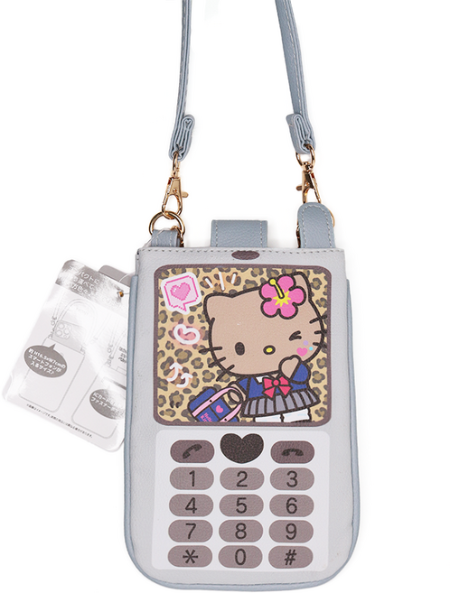 [특가할인] 일본 정품 산리오 코갸루 키티 폴더폰 2WAY 포쉐트 파우치 숄더백 Y2K 태닝키티 가방, 1개, 코갸루키티