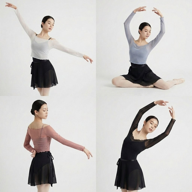 티나벨 성인 발레 커버업 워머 메쉬 요가복 필라테스복 발레복 상의