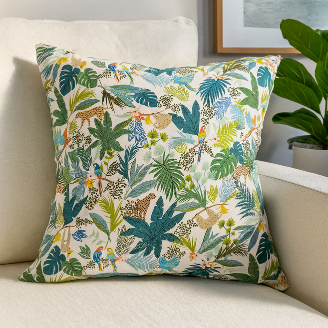 솔레아바 쿠션커버 50X50 순면 국산 (커버만/솜포함) - 트로피컬