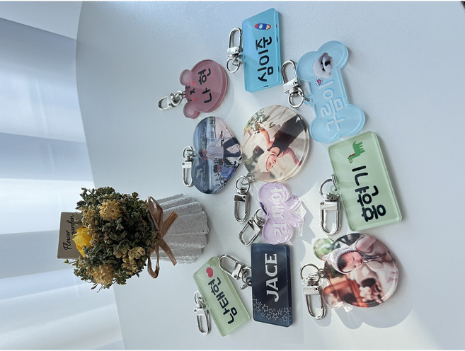 아크릴키링 포토키링 이니셜 커플키링 나만의 커스텀 키링 사진열쇠고리 주문제작, 미니직사각, 추가안함, 1개