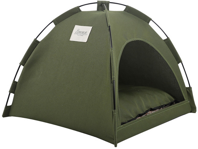 오브펫 가을 캠핑 애견 텐트 하우스 강아지 고양이 반려동물, 1개, 카키