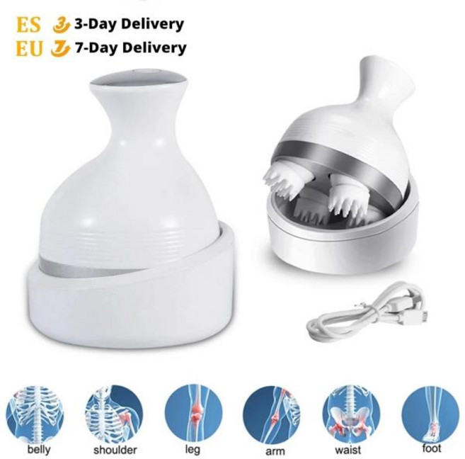 두피 관리기 디바이스 전동 헤드 마사지기 3D 무선 두피 방수 바디 마사지 건강 관리 어깨 목 깊은 조직 주무르기, 02 아이보리