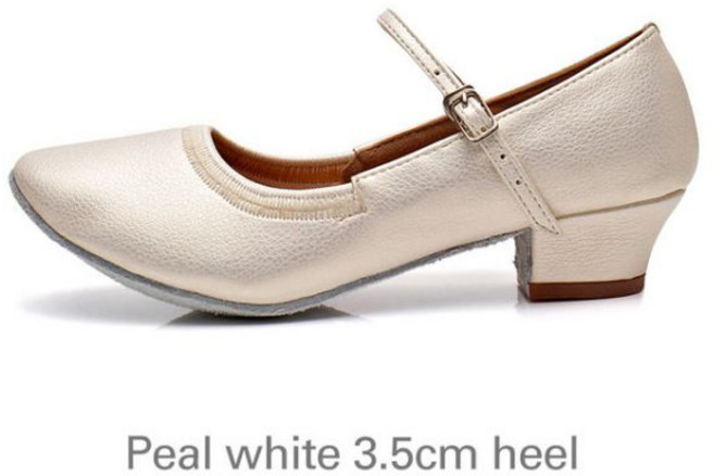 댄스화 댄스 초보 JI24211, 7.5, Peal white 3.5cm