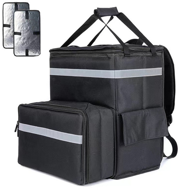 대용량 확장형 보온보냉 백팩 배달가방, 블랙