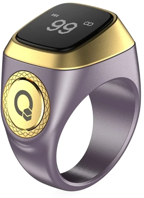 스마트반지 스마트링 IQibla 스마트 찬양 Zikr 반지 Tasbih 탈리 지능형 디지털 카운터 무슬림을 위한 5 기도 시간 진동 알림 방수, 12) Purple 20MM