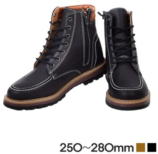 편리한 지퍼 고퀄리티 가죽워커 미끄럼방지 작업 워커 남자워커 군화 전투화 전술화
