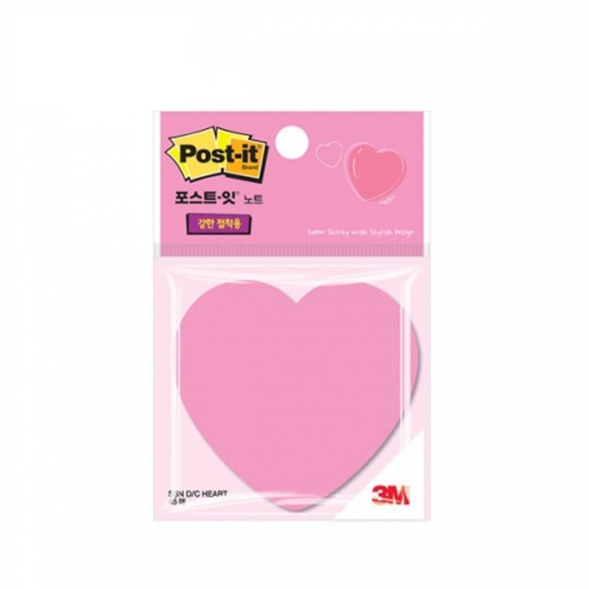 포스트잇 강한점착용 다이컷 노트 76 x 76 mm, 하트, 1개