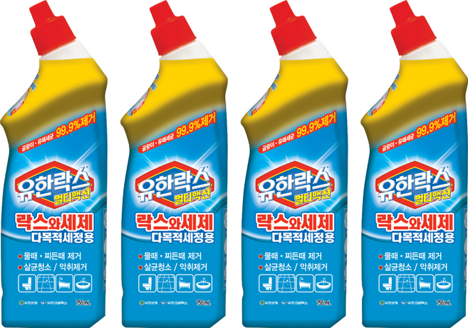 유한락스 멀티액션 락스와세제 다목적세정용, 4개, 755ml