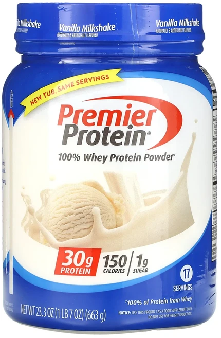 Premier Protein 100% 유청 단백질 분말 바닐라 밀크셰이크 맛 663g(1lb/7oz), PremierProtein100유청단백질분말바닐라밀크셰, 1개 - 쿠팡