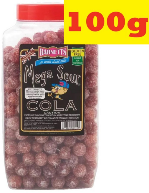 100g 바넷츠 메가 사워 콜라 세상에서 가장신사탕 Barnetts Mega Sour cola, 1개