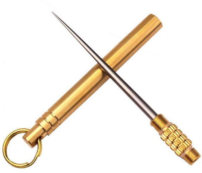 휴대용 송곳 공구 가죽 공예 재봉 미니 구멍뚫기 클레이 작업 라탄 다용도 소형 키링 고리, 2개, 골드