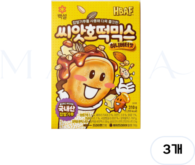 백설 HBAF 씨앗호떡믹스 허니버터맛, 3개, 310g