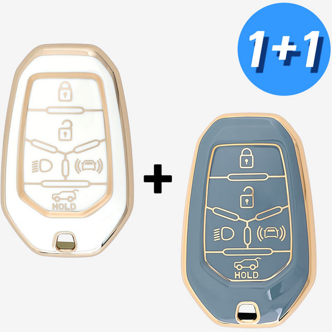 (1+1) 쌍용 KGM 차 키케이스 키커버 쌍용 호환 TPU, KGM-03(C타입), 아이보리+그레이블루