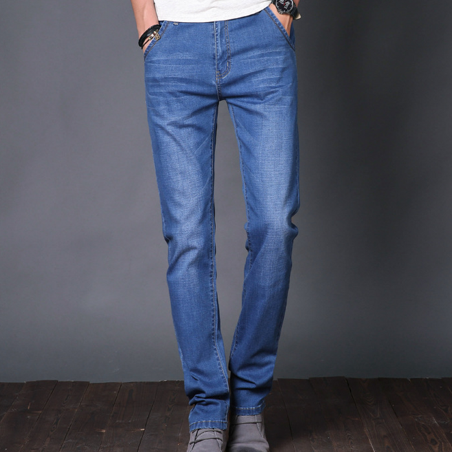 NUNUHANA 여름 쿨 남성용 베이직 워싱 스판 빅사이즈 청바지 Z89