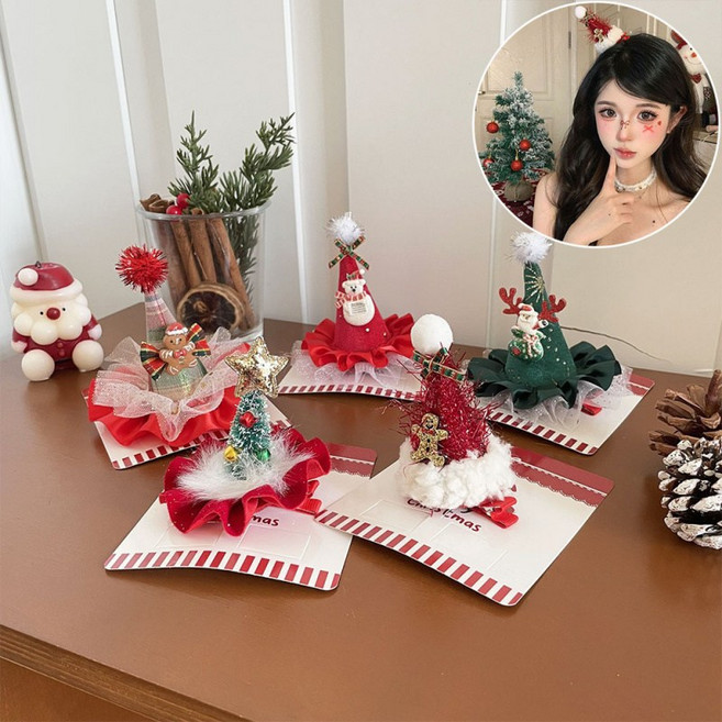 ZMBIRD 크리스마스 모자 모양 예쁜 헤어핀 5종세트 N3367