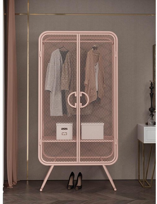 자녀방 철제 옷장 장롱 이불장 다기능 드레스룸 선반 홈 침실 행거형 옷수납 옷정리함 펜트리, E 핑크더블도어12850190