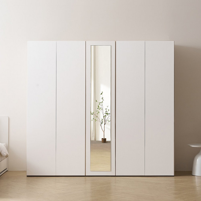 바로방가구 이븐 터치 빅수납 거울 옷장 이불장 장롱 2000세트 드레스룸 시스템장, 화이트