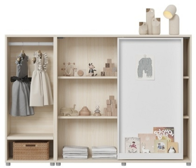 한샘 샘키즈 슬라이딩 수납장 자석보드형 옷장 1600, A형:(몸통)크림화이트(A)