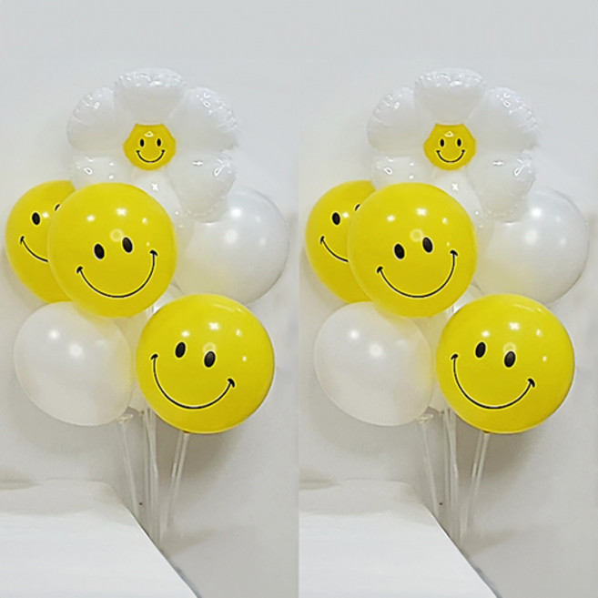올리브파티 펄풍선 하트 풍선 풍선꽂이 풍선스탠드 2개 생일파티용품 세트, 1세트, 데이지스마일