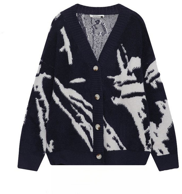 COSYEVNO 남자 스웨터 겨울 브이넥 배색 트렌디 캐주얼 버튼 기모 긴팔 상의 카디건 CXJmy-7