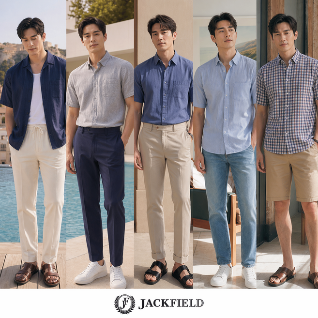 남성 일자핏 캐주얼 냉감 링클프리 반팔 셔츠 5종_JDMMT003