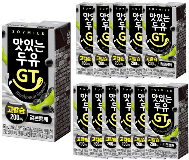 남양 맛있는 두유 GT 고칼슘 검은콩깨맛, 190ml, 12개