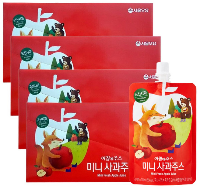 아침에주스 미니 사과 주스, 100ml, 40개