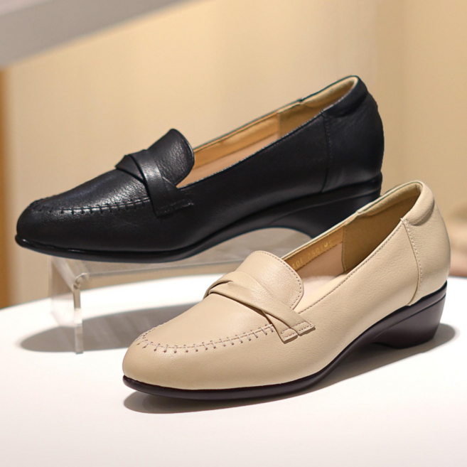 허시파피 여성 발편한 컴포트 웨지힐 로퍼 4cm 블랙 3FP425FP424