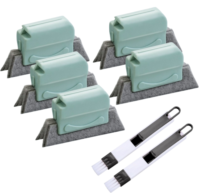 블랑몰랑 쉬운 창틀 틈새 청소브러쉬 2종, 5개, 블랑몰랑그린