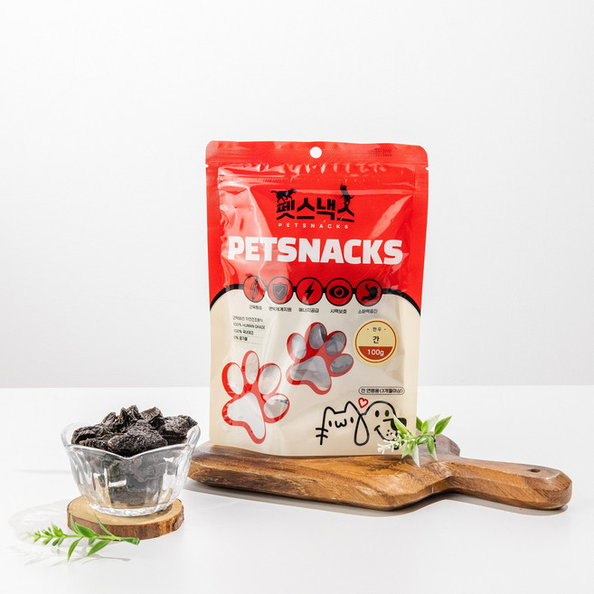 [펫스낵스] 제조일 15일 이내 도축된 한우, 100g, 4개, 국내산 소 간