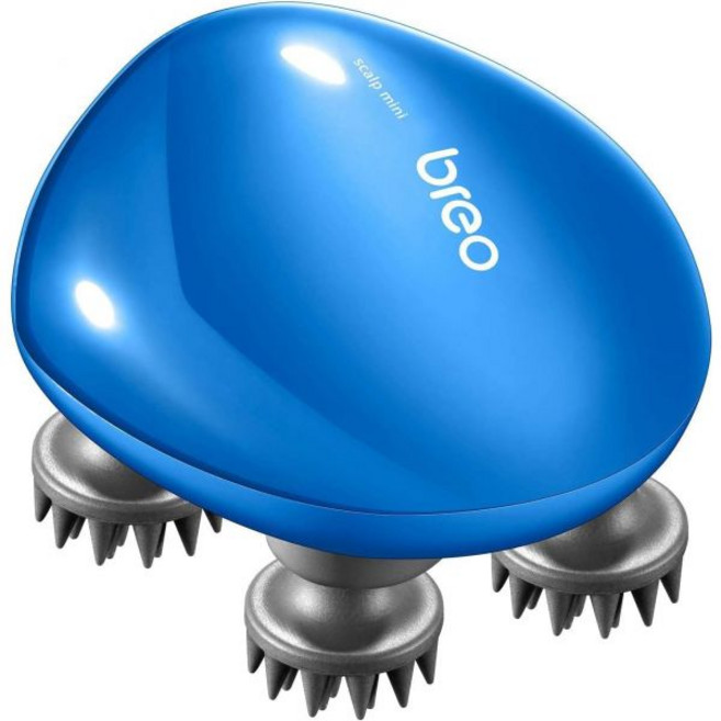 breo 전동 두피마사지 두피브러시 헤드스파 방수 습식 및 건식사용 휴대용 남여공용 USB충전가능 선물용, 파란색