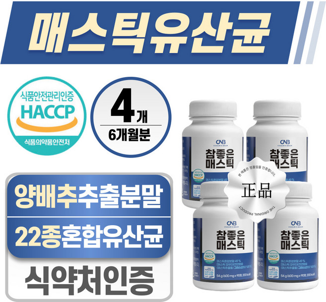 매스틱 유산균 헬시위듀 락토바실러스 메스틱 맥문동, 4개, 90정