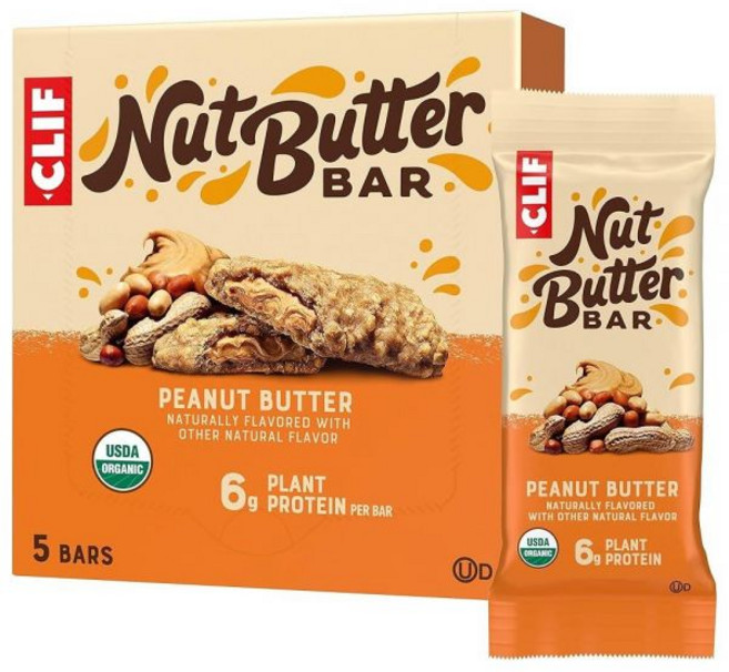 CLIF 너트 버터 바 - 땅콩 채워진 에너지 GMO 프리 USDA 유기농 식물 기반 저혈당 49.9g(1.75온스) (5팩), CLIF 너트 버터 바 땅콩 채워진 에너지 GMO 프리, 49.9g