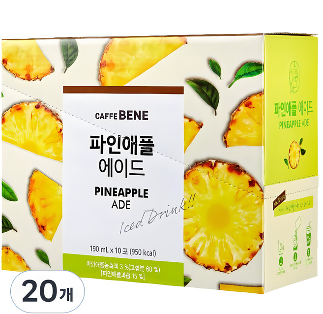카페베네 파인애플 에이드, 190ml, 20개