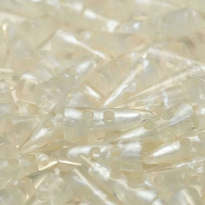 (20개) 떡볶이단추 수입단추 예쁜단추 투명 컬러 뿔 모양 수지 버튼 수선부자재 더블 코트용 단추류, 1개, 25.5x11.5mm 소뿔 끝 투명 화이트