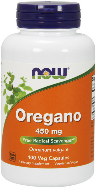 NOW Foods 牛至葉450mg素食膠囊, 100顆, 1罐