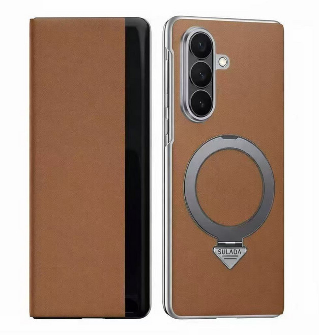 하이엑스 갤럭시 Z 폴드7 천연소가죽 맥세이프 카드수납 거치대 힌지보호 풀커버 휴대폰 케이스